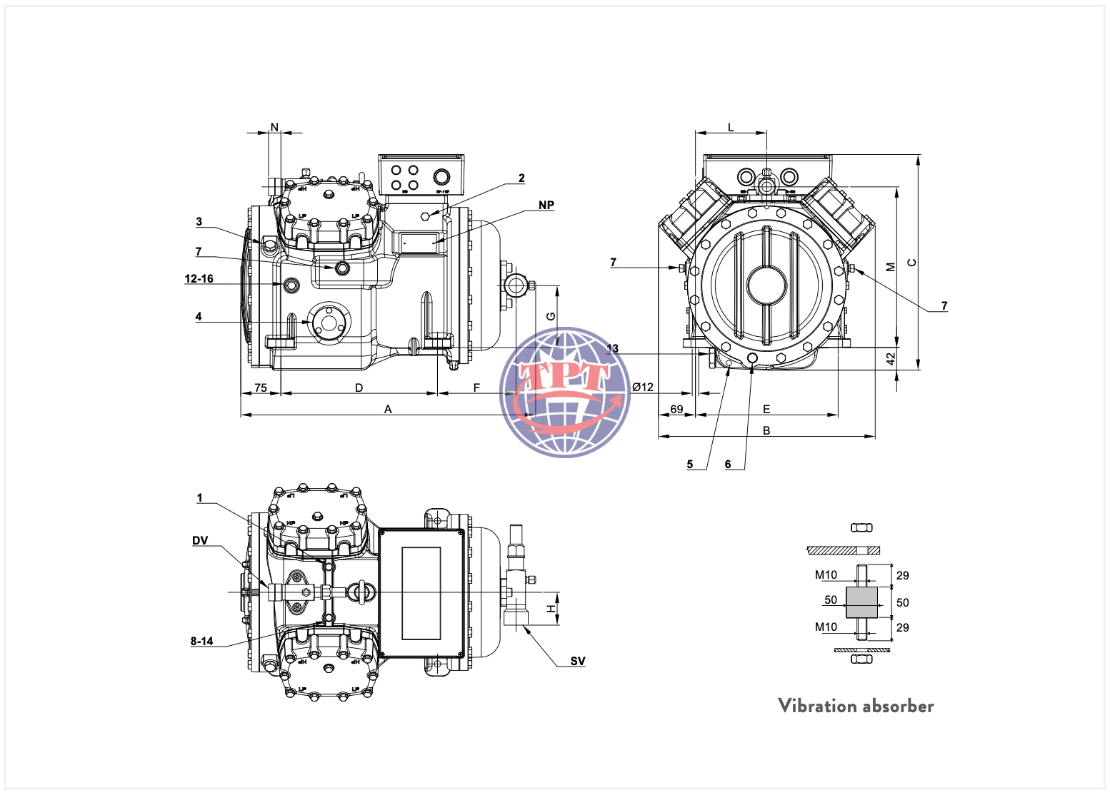 Cấu tạo máy nén lạnh piston Frascold S8-42Y