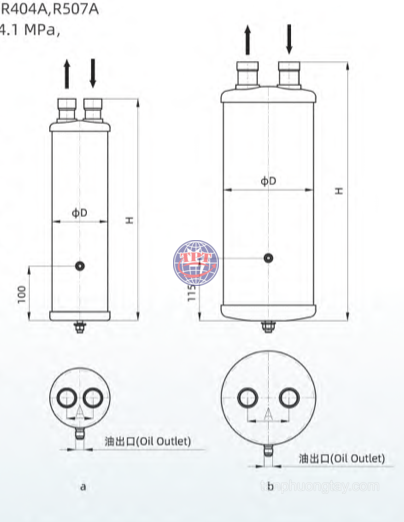 Cấu tạo bình tách dầu F-52DT