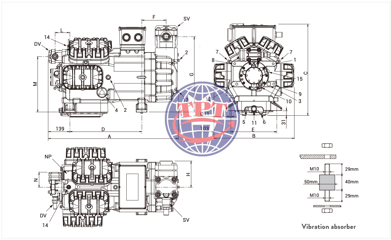 Cấu tạo máy nén piston Frascold W75-228Y